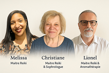 Trois maîtres Reiki à Lyon, l’équipe Reikihomel (Mélissa, Christiane, Lionel).